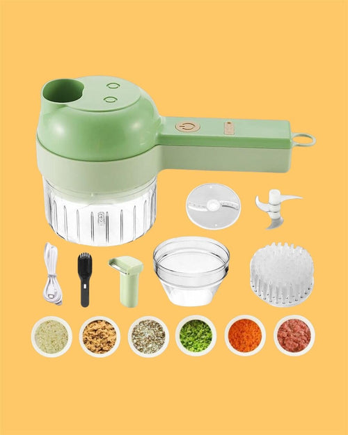 4-in-1 Portable Electric Vegetable Cutter Set – Wireless Food Processor & Chopper for Garlic, Onion, Chili, Ginger, Meat & More