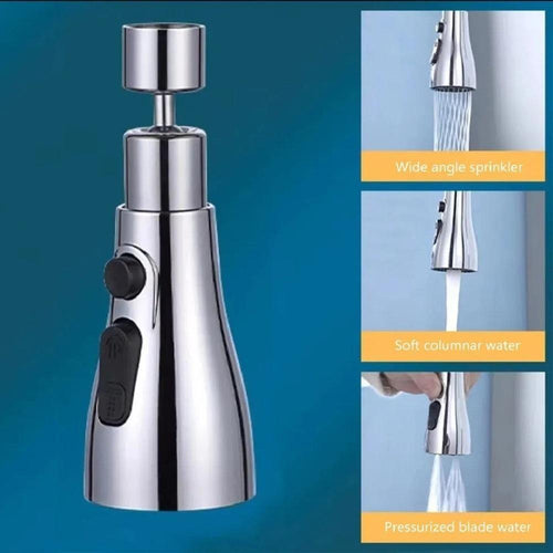 3-Mode Stainless Steel Kitchen Sink Faucet – Upright Handle Design with Aerate & Ring Spray Options (Chrome Finish)